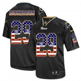 Rams #29 Eric Dickerson Black Men's Stitched NFL Elite USA Flag Fashion Jersey
