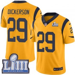 Rams #29 Eric Dickerson Gold Super Bowl LIII Bound Men's Stitched NFL Limited Rush Jersey