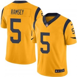Rams #5 Jalen Ramsey Gold Men's Stitched NFL Limited Rush Jersey