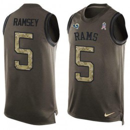 Rams #5 Jalen Ramsey Green Men's Stitched NFL Limited Salute To Service Tank Top Jersey
