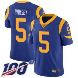 Rams #5 Jalen Ramsey Royal Blue Alternate Men's Stitched NFL 100th Season Vapor Limited Jersey