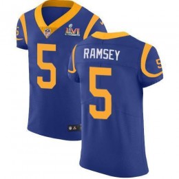 Rams #5 Jalen Ramsey Royal Blue Alternate Super Bowl LVI Patch Men's Stitched NFL Vapor Untouchable Elite Jersey