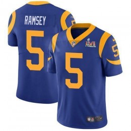 Rams #5 Jalen Ramsey Royal Blue Alternate Super Bowl LVI Patch Men's Stitched NFL Vapor Untouchable Limited Jersey
