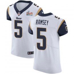 Rams #5 Jalen Ramsey White Super Bowl LVI Patch Men's Stitched NFL Vapor Untouchable Elite Jersey