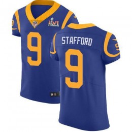 Rams #9 Matthew Stafford Royal Blue Alternate Super Bowl LVI Patch Men's Stitched NFL Vapor Untouchable Elite Jersey