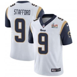 Rams #9 Matthew Stafford White Super Bowl LVI Patch Men's Stitched NFL Vapor Untouchable Limited Jersey