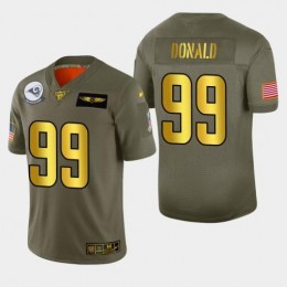 Rams #99 Aaron Donald Men's Olive Gold 2019 Salute To Service NFL 100 Limited Jersey