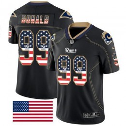 Rams #99 Aaron Donald Black Men's Stitched NFL Limited Rush USA Flag Jersey