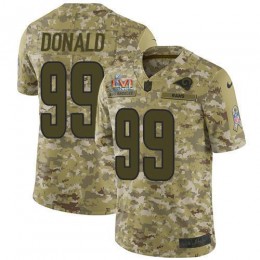 Rams #99 Aaron Donald Camo Super Bowl LVI Patch Men's Stitched NFL Limited 2018 Salute To Service Jersey