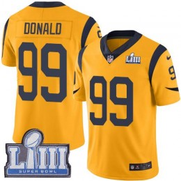 Rams #99 Aaron Donald Gold Super Bowl LIII Bound Men's Stitched NFL Limited Rush Jersey