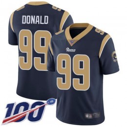 Rams #99 Aaron Donald Navy Blue Team Color Men's Stitched NFL 100th Season Vapor Limited Jersey