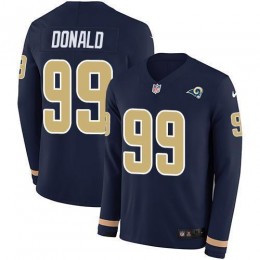 Rams #99 Aaron Donald Navy Blue Team Color Men's Stitched NFL Limited Therma Long Sleeve Jersey