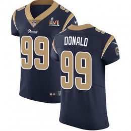Rams #99 Aaron Donald Navy Blue Team Color Super Bowl LVI Patch Men's Stitched NFL Vapor Untouchable Elite Jersey