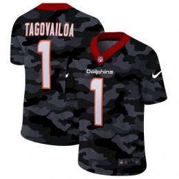 Miami Dolphins #1 Tua Tagovailoa Men's 2020 Black CAMO Vapor Untouchable Limited Stitched NFL Jersey