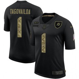 Miami Dolphins #1 Tua Tagovailoa Men's 2020 Salute To Service Camo Limited NFL Jersey Black