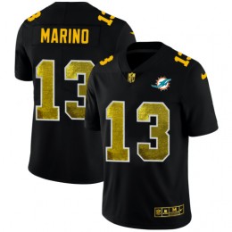 Miami Dolphins #13 Dan Marino Men's Black Golden Sequin Vapor Limited NFL Jersey