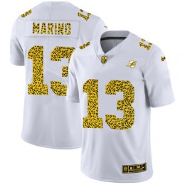 Miami Dolphins #13 Dan Marino Men's Flocked Leopard Print Vapor Limited NFL Jersey White