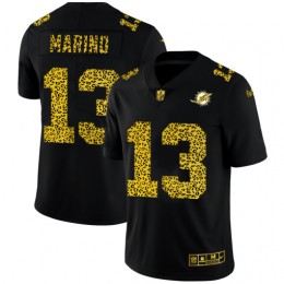 Miami Dolphins #13 Dan Marino Men's Leopard Print Fashion Vapor Limited NFL Jersey Black