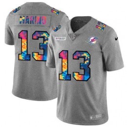 Miami Dolphins #13 Dan Marino Men's Multi-Color 2020 NFL Crucial Catch NFL Jersey Greyheather