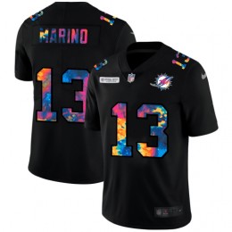 Miami Dolphins #13 Dan Marino Men's Multi-Color Black 2020 NFL Crucial Catch Vapor Untouchable Limited Jersey