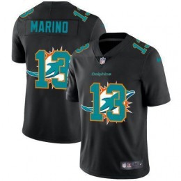 Miami Dolphins #13 Dan Marino Men's Team Logo Dual Overlap Limited NFL Jersey Black