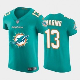 Miami Dolphins #13 Dan Marino Aqua Green Men's Big Team Logo Elite NFL Jersey