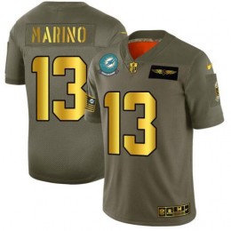 Miami Dolphins #13 Dan Marino NFL Men's Olive Gold 2019 Salute To Service Limited Jersey