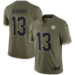 Miami Dolphins #13 Dan Marino Men's 2022 Salute To Service Limited Jersey – Olive