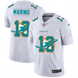 Miami Dolphins #13 Dan Marino White Men's Team Logo Dual Overlap Limited NFL Jersey