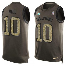 Dolphins #10 Tyreek Hill Green Men's Stitched NFL Limited Salute To Service Tank Top Jersey