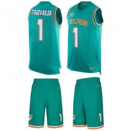 Dolphins #1 Tua Tagovailoa Aqua Green Team Color Men's Stitched NFL Limited Tank Top Suit Jersey