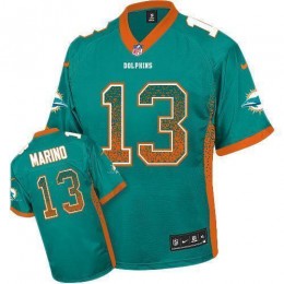 Dolphins #13 Dan Marino Aqua Green Team Color Men's Stitched NFL Elite Drift Fashion Jersey