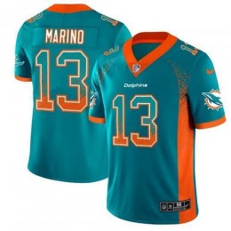 Dolphins #13 Dan Marino Aqua Green Team Color Men's Stitched NFL Limited Rush Drift Fashion Jersey