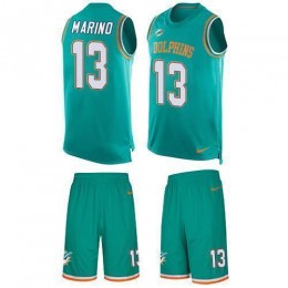 Dolphins #13 Dan Marino Aqua Green Team Color Men's Stitched NFL Limited Tank Top Suit Jersey