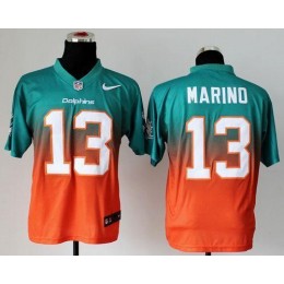 Dolphins #13 Dan Marino Aqua Green/Orange Men's Stitched NFL Elite Fadeaway Fashion Jersey