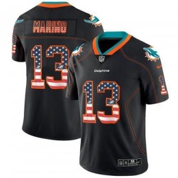 Dolphins #13 Dan Marino Black Men's Stitched NFL Limited Rush USA Flag Jersey