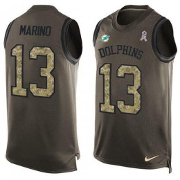 Dolphins #13 Dan Marino Green Men's Stitched NFL Limited Salute To Service Tank Top Jersey