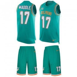 Dolphins #17 Jaylen Waddle Aqua Green Team Color Men's Stitched NFL Limited Tank Top Suit Jersey