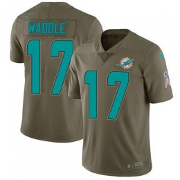 Dolphins #17 Jaylen Waddle Olive Men's Stitched NFL Limited 2017 Salute To Service Jersey
