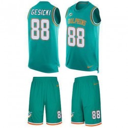 Dolphins #88 Mike Gesicki Aqua Green Team Color Men's Stitched NFL Limited Tank Top Suit Jersey