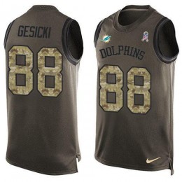 Dolphins #88 Mike Gesicki Green Men's Stitched NFL Limited Salute To Service Tank Top Jersey