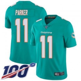 Miami Dolphins #11 DeVante Parker Aqua Green Team Color Men's Stitched NFL 100th Season Vapor Limited Jersey