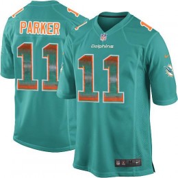 Miami Dolphins #11 DeVante Parker Aqua Green Team Color Men's Stitched NFL Limited Strobe Jersey