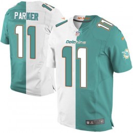 Miami Dolphins #11 DeVante Parker Aqua Green/White Men's Stitched NFL Elite Split Jersey