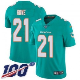 Miami Dolphins #21 Eric Rowe Aqua Green Team Color Men's Stitched NFL 100th Season Vapor Untouchable Limited Jersey