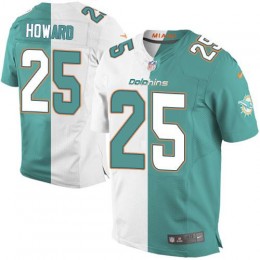 Miami Dolphins #25 Xavien Howard Aqua Green/White Men's Stitched NFL Elite Split Jersey