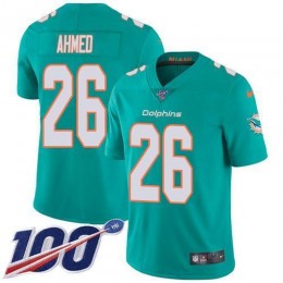 Miami Dolphins #26 Salvon Ahmed Aqua Green Team Color Men's Stitched NFL 100th Season Vapor Untouchable Limited Jersey
