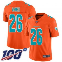 Miami Dolphins #26 Salvon Ahmed Orange Men's Stitched NFL Limited Inverted Legend 100th Season Jersey