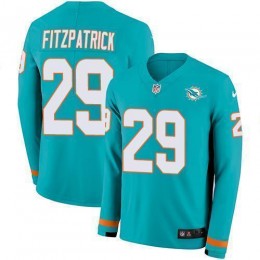 Miami Dolphins #29 Minkah Fitzpatrick Aqua Green Team Color Men's Stitched NFL Limited Therma Long Sleeve Jersey