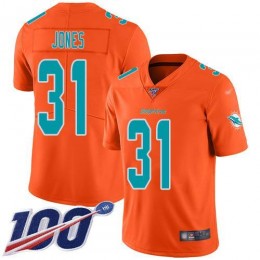 Miami Dolphins #31 Byron Jones Orange Men's Stitched NFL Limited Inverted Legend 100th Season Jersey